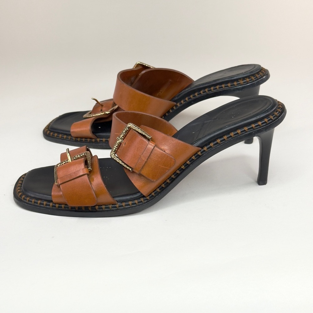Ulla Johnson Provo Calfskin Dual-Buckle Sandals Sz 41
